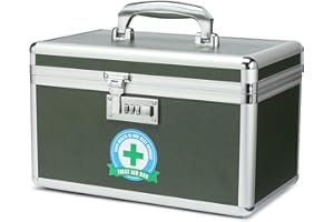 HEWEI WORKS Medication Lock Box with Combination, Lockable Medicine Storage, Security Lock Box, Medical Organizer for Home and Outdoor (Green, Medium)