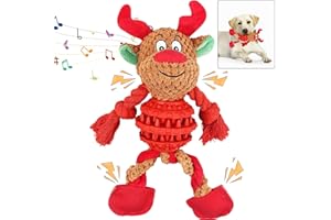 KIKVTER Zabawka dla psa, piszcząca, niezniszczalna, na Boże Narodzenie, zabawka dla psa, interaktywna zabawka do żucia, pluszowa zabawka bożonarodzeniowa dla zwierząt domowych, szczeniaków, średnich