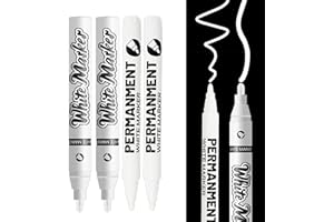 Caelura 4 Stück Lackstift Weiß 2,0 mm + 5,0 mm, Permanent Marker Weiß, Acrylstifte weiß wasserfest für Steine, Felsmalerei, Keramik, Glas, Holz, Stoff, Metall, Leinwand, Reifenstift
