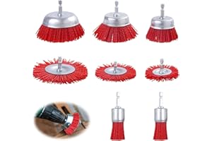 LIROPAU Set di 8 spazzole in nylon con codolo esagonale da 1/4 pollici, inserto abrasivo per trapano, filo di nylon, spazzola a disco, spazzola per pennelli, set di spazzole abrasive per trapano per rimuovere