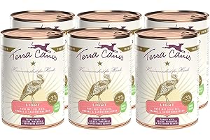 Terra Canis Light Lot de 6 boîtes de pâtée pour Chien en véritable qualité Alimentaire avec Dinde, céleri et Ananas I 6 x 400 g Réduction de Calories et de Graisses et sans céréales et sans Gluten