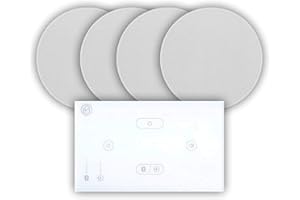 Systemline E50 Built-In Bluetooth Amplifier Hi-Fi Speaker System (White) & 6.5" Ceiling Speakers (2 Pair 6.5" Qi65CB Ceiling Speakers)