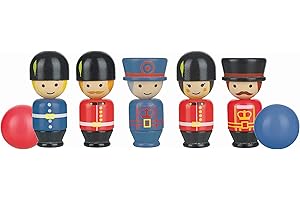 ORANGE TREE London Character Wooden Skittles - Bowling Set Skittles Game for Kids, Indoor and Garden Toys - Wooden Toys for 2 Year Olds, Toddler - Early Development & Activity Toys