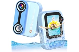 AGSTMG Macchina Fotografica Subacquea per Bambini, 12MP Selfie Fotocamera Impermeabile per Bambini 1080P Videocamera Subacquea 3M/10FT Waterproof Camera per Bambino Bambine 5 6 7 8 Anni con Scheda SD 32GB