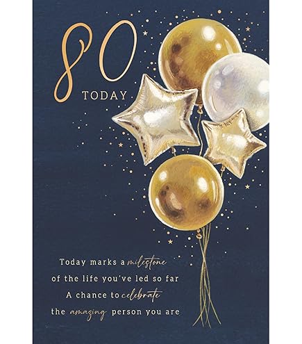 80th Birthday Card - Golden Champagne Glass - Traditional Elegant Beautiful Gold Birthday Cards For 80 Year Old Woman Man Women Men, A5 Gorgeous - View #11