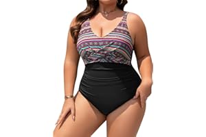 UMIPUBO Bañador Mujer Talla Grande Traje de Baño de Una Pieza Reductores Vientre Plano Cuello en V Sexy Push Up con Relleno con Ropa