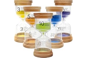 RWBIMTI Sanduhr Set Kinder 5-TLG mit 5 Macaron Farben, 3/5/10/15/30 Minuten Küchen Timer, Bunte Sanduhren für Home Office Deko, kreatives Geschenk für Kinder