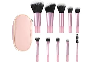 OFFCUP Penselset makeup, 10 st minisminkborstset med förvaringsväska bärbar sminkborste set resestorlek för ögonfransar foundation ögonskugga kontur rouge