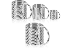 AIUNBEST 112 kółek na klucze 25 mm, 30 mm, 20 mm, 10 mm, zestaw kółek na klucze, okrągłe, płaskie breloczki do kluczy samochodowych, kluczy domowych, "zrób to sam"