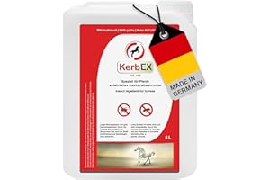 KerbEX rot - 5 Liter - Insektenabwehrmittel für Pferde bei starkem Insektenbefall – Mit Knoblauch, langanhaltender Schutz gegen Bremsen, Mücken, Kriebelmücken und Zecken