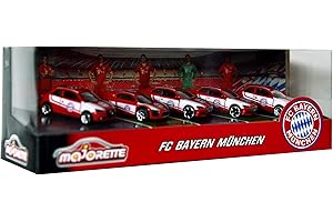 Majorette FC Bayern Monachium zestaw 5 zabawek samochodzików z metalu, z naklejkami, oficjalny artykuł dla fanów, dla dzieci od 3 lat