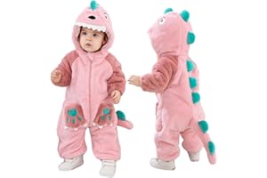 LOLANTA Unisex Baby Regenbogen Einhorn Dinosaurier Drachen Kostüm, Kleinkind Plüsch Einteiler mit Kapuze Tier Strampler