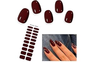 ‎EBANKU EBANKU 20PCS UV Gel Nagelfolie, Dunkel Rote Nagelfolie Selbstklebend UV Gel Wraps Nagelaufkleber Nagelfolie UV Härtend mit Nagelfeile und Stick fur Frauen Mädchen Nageldekoration