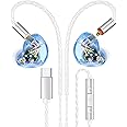 Vibes 202MC USB-C Wired Earbuds - HiFi In Ear Monitor Headphones - Noise Isolating Ear Buds w/ Mic - Clear Sound, Deep Bass & Comfort-Fit Earphones - MMCX to USBC, Silver Plated Cord, Carrying Case