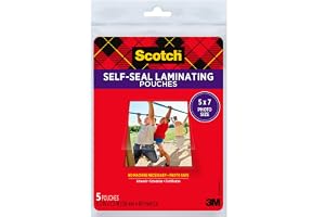 Scotch självförseglande glansigt dokument eller foto laminerande påsar, 13 x 18 cm, 5-pack