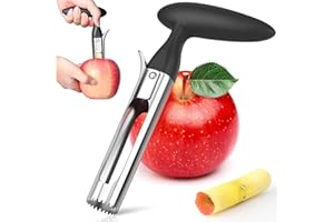 MTSKAEO Apfelausstecher, Edelstahl Apfelausstecher, Apfel Entkerne, Praktischer Apfelstecher Küchenhelfer, Apfelkernausstecher für Haushalt und Küche, Gezahnte Edelstahlklinge(Schwarz)