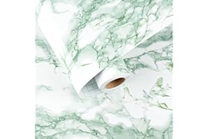 HotDecor Papier Peint Marbre Vert Film Adhesif Pour Meuble Rouleau Vinyle Adhésif Plan De Travail Cuisine Revetement Adhesif Meuble Papier Peint Autocollant Mural Marbre Vert 40 x 200cm