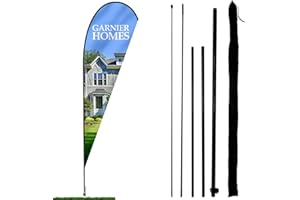 Anley Teardrop Feather Flagpole Set – Zusammengebautes Flutter Banner Pole Set mit Tragetasche – Passend für 3,5 ft x 10 ft Feather Flags (Nicht im Lieferumfang enthalten) – nur Fahnenmast