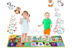 NK Musikmatta för bebis med 8 djurljud LED - Piano barnleksak för barn 3 4 5 år, original Montessori födelsedag jul, hopfällb