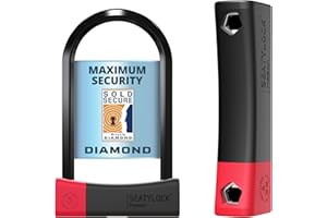 SeatyLock Mason Bike U Lock - Patented Heavy Duty Anti Theft Sold Secure Diamond Rated Bike ULock - High Security Bicycle Lock with Key for Electric and City Bikes (22CM)