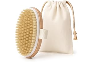 ‎LAC FOR YOU LAC FOR YOU Trockenbürste Körper aus Holz – Körperbürste Naturborsten für Dry Brush, Peeling & Cellulite - Massagebürste Fördert Lymphdrainage und Hauterneuerung