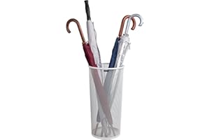 Mind Reader Network Collection, Umbrella Stand, 12 Umbrella Capacity, Entryway Organizer, Reinforced Solid Rim and Base, Metal Mesh, 10.25" L x 10.25" W x 19.5" H, White