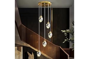 SXTIGER Nowoczesna kryształowa lampa wisząca, 3 kolory kryształowa lampa wisząca LED, do kuchni, sypialni, salonu, jadalni, oświetlenie (złoty, 5 okrągłe)