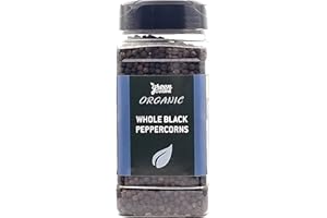 GREEN CUISINE Organic Black Peppercorns | 225g | Grinder Refill | Certified Organic Whole Black Peppercorns | Black Pepper