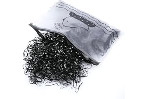 ILamourCar Black Elastic Hair Bands, 500 Pcs Hair Elastics, Rubber Bands For Hair with 10 Colorful Hair Grips, Small Hair Bands for Kids Hair, Braids Hair, Wedding Hairstyle etc (Black)