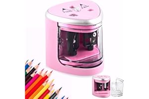 BINGGUNYO Elektrischer Universal-Bleistiftspitzer, Spitzmaschine Elektrisch, Anspitzer Elektrisch Dicke und Dünne Stifte, für Alle Bleistifte, Buntstifte, Eyeliner und Wachsmalstifte, Doppelspitzer (Pink)