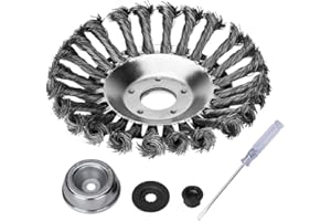 YOLANDO 6'' Kit de Brosse de Débroussailleuse à Gazon, 150x25,4mm Brosse à Désherber Ronde pour éliminer Les Mauvaises Herbes, Tête Brosse avec Roue en Fil d'acier Massif pour Jardin Agriculture(6 Pouce)