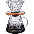 drea V60 Pour Over Coffee Maker Set, 600ml Coffee Server Pot with Glass Drip Filter Elegant Coffee Dripper Glass Carafe