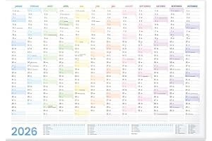 NOTIQUE XL - Agenda annuale 2026 da parete, formato A2, 59 x 42 cm