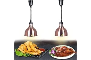 BOVDC Wärmelampe Küche, 25cm Lebensmittel Wärmelampe für Küche, Einstellbar Hängende Wärmelampen für Speisen Küche, Buffets und Hotels(B, 2 Stück)