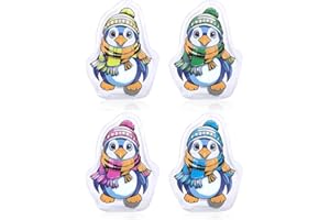 COM-FOUR® 4X Chauffe-Poches réutilisables - Chauffe-Mains avec Motif Pingouin - Coussin Chauffant pour Les journées Froides et pour Les déplacements - Coussin Chauffant (04 pièces - Couleur Pingouin)