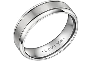 Willis Judd Mens Ring Engraved I love You Titanium Ring for Man In Wooden Gift Box 7mm Wedding Band Engagement Ring Comfort Fit