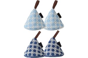 ACMEDE Guanti da Forno Conici Appesi Guanti da Forno Resistenti al Calore Presina Tessuti Misti Cappello Conico Impugnature Pizzico Stile Giapponese per Cucina, Cotone e PU (4pz-Azzurro+Blu)