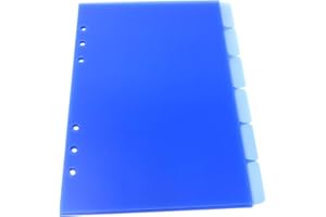 BLOOMINGORGEOUS PLANNERS & STATIONERY A5 Filofax Tab Divider Inserts, Set of 6 Punched Ready for The A5 Filofax Style Planner, Made from 500 Micron Polypropylene - Blue A5