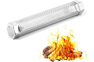 QWORK® Tubo Affumicatore per Barbecue in Acciaio Inossidabile da 30 cm - Esagonale Premium per Griglia a Pellet, Tutte Le Griglie, Affumicamento Caldo/Freddo