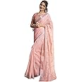 SIRIL Women's Cotton Printed Zari Striped Ready to Wear One Minute Saree With Unstitched Blouse Piece