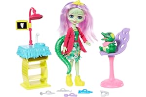 enchantimals Coffret ​le dentiste Crocodile, Mini-poupée Andie et Figurine Animale Marshy, Accessoires inclus, Jouet pour Enfant, Gfn55