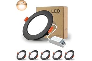 BAGZY Downlight Led Negro Techo Empotrable, 5x 5W Foco techo Redondo=50W (500 LM) 3000K (Luz Blanco Cálido), IP44,Recorte 70-80mm, AC 220-240V,Foco de Techo Ultraplano para Dormitorio,Baño,Cocina