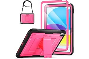 SEYMAC stock Funda para iPad (A16) 11ª/10ª Generación 11"/10.9" (2025/2022), Funda Resistente con Protector de Pantalla, Soporte Plegable y Correa para El Hombro, Azul