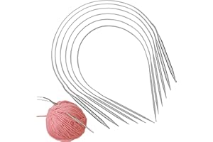 Aeeque 6 pcs Lot d'Aiguilles à Tricoter Circulaire 40cm, Aiguille à Tricoter Ronde Acier Inoxydable, Aiguille Circulaire Tricot Taille de 2.0-8.0mm, Aiguille légère pour Débutant