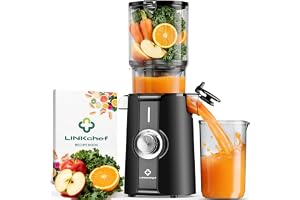 LINKChef Juicer långsam juicepress, juicepress för hela frukt- och grönsaksjuice, winner Slow Juicer med enkel installation