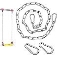 yeestone Heavy Duty Chain, 1m Metal Chain, Stainless Steel Chain with 2 Carabiners, Galvanised Chain for Swing, Bird Feeders, Billboards, Gate, Bin(Silver)