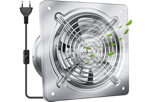 Yrichtra 250mm Ventola Aspirazione 1680m³/h - Aspiratore Cucina Potente, Silenzioso e Efficiente, Valvola Antireflusso, Industriale Estrattore per Bagno Cucina Ventilazione, Argento