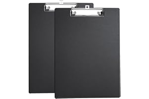 OURUI Klemmbrett A4, 2er Klemmbretter mit Gummierter Metalklemme, Zwischenablage Schreibblock für Büro, Studenten und Werkstatt - Schwarz