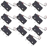 OTOTEC 10pcs Mini Roller Lever Arm Microswitch Black Momentary AC 5 A Current SPDT Pole Type 125-250V Lever Microswitch