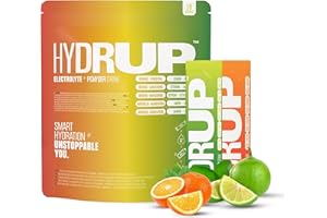 HYDRUP - Elettroliti Senza Zucchero in Polvere 1733 mg - Idratazione con Vitamine B e C - 8 Bustine Gusto Arancia e 8 Gusto Limone e Lime da 14 Grammi Ciascuna - Senza Glutine e Senza Lattosio
